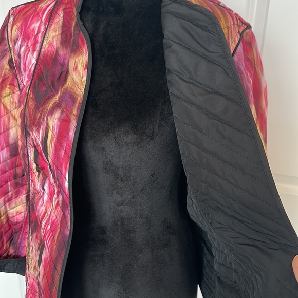 Chico's Multicolor Pink Tones Quilted Light Weight Open Front Coat - Picture 5 of 7